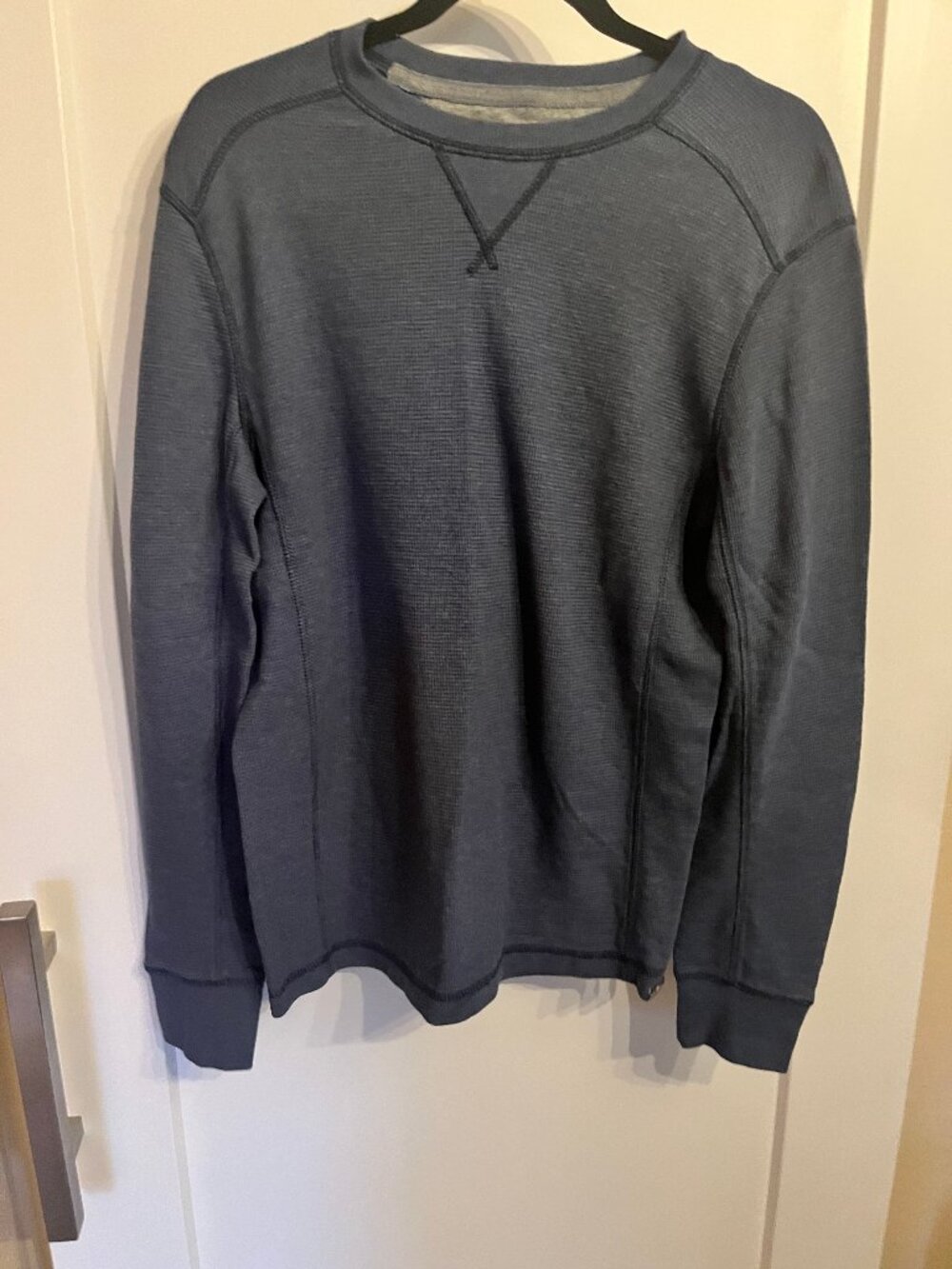 Eddie Bauer Mens Waffle Thermal Long Sleeve Shirt Slate Blue S
